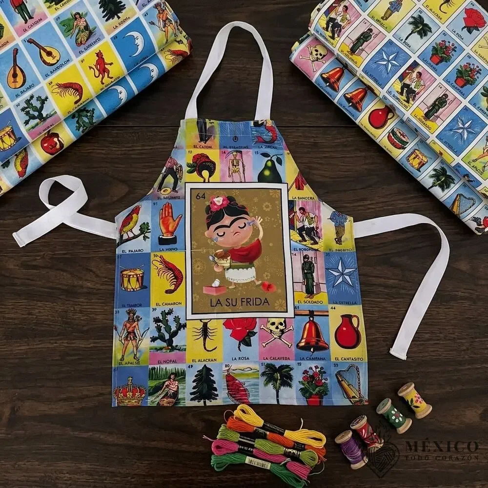 Mexican  Bib Apron for Women – Multicolor  S M